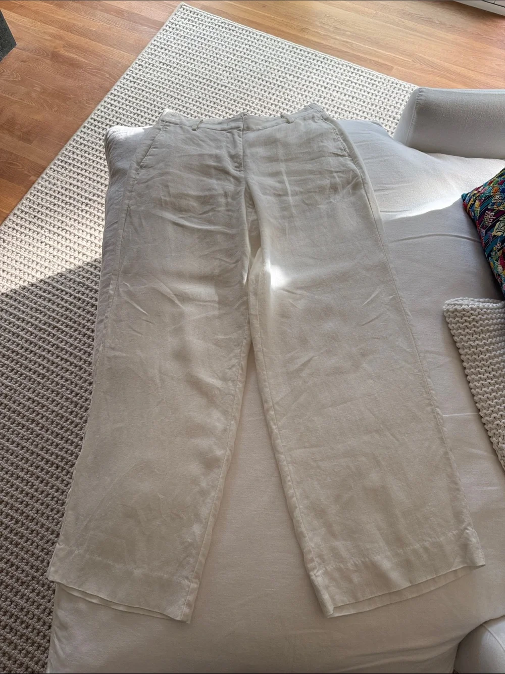 White linen wide linen pant size small